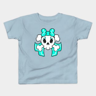 Pretty Skulls light blue ribbon Kids T-Shirt